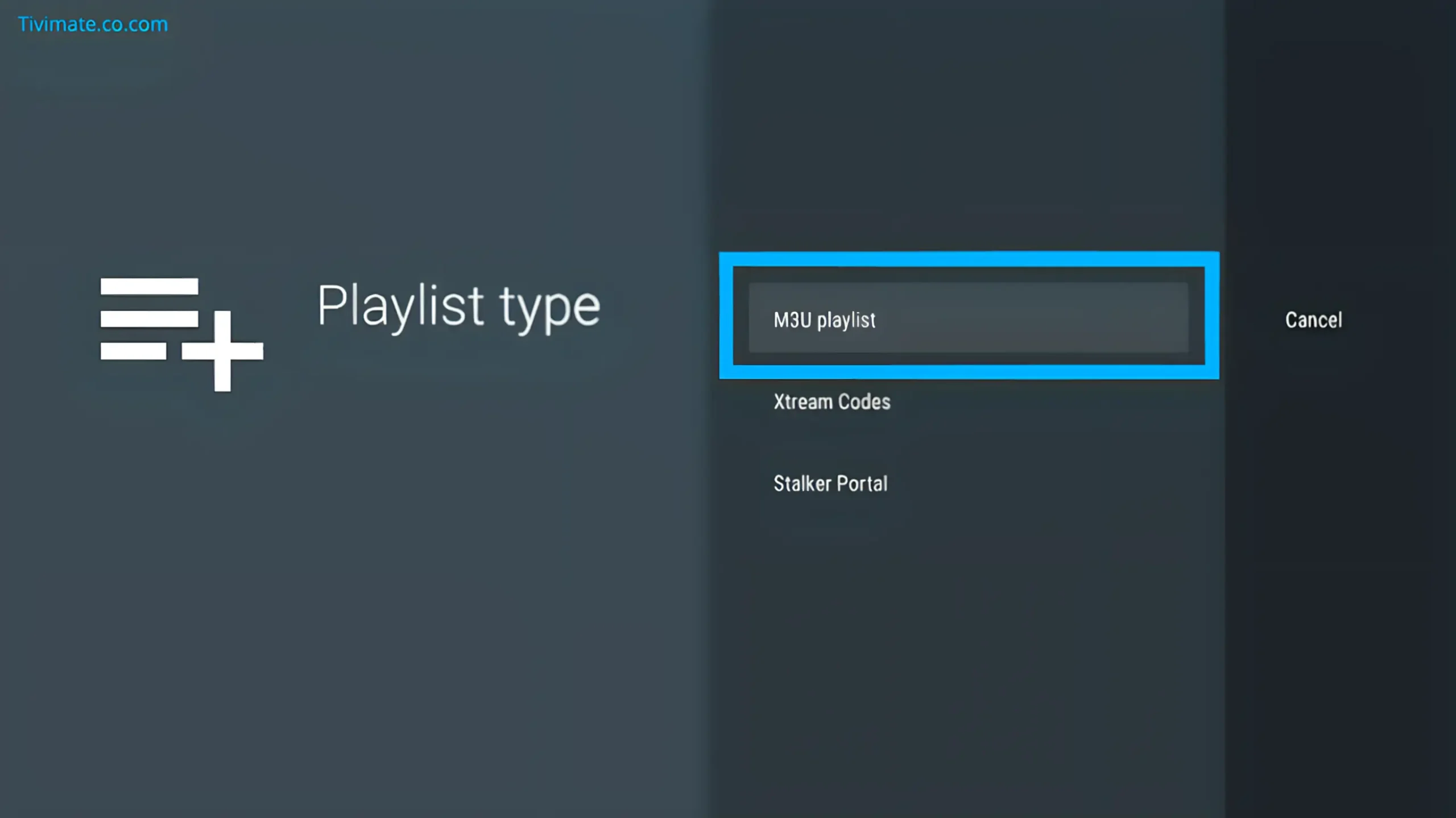 Select the M3U Playlist