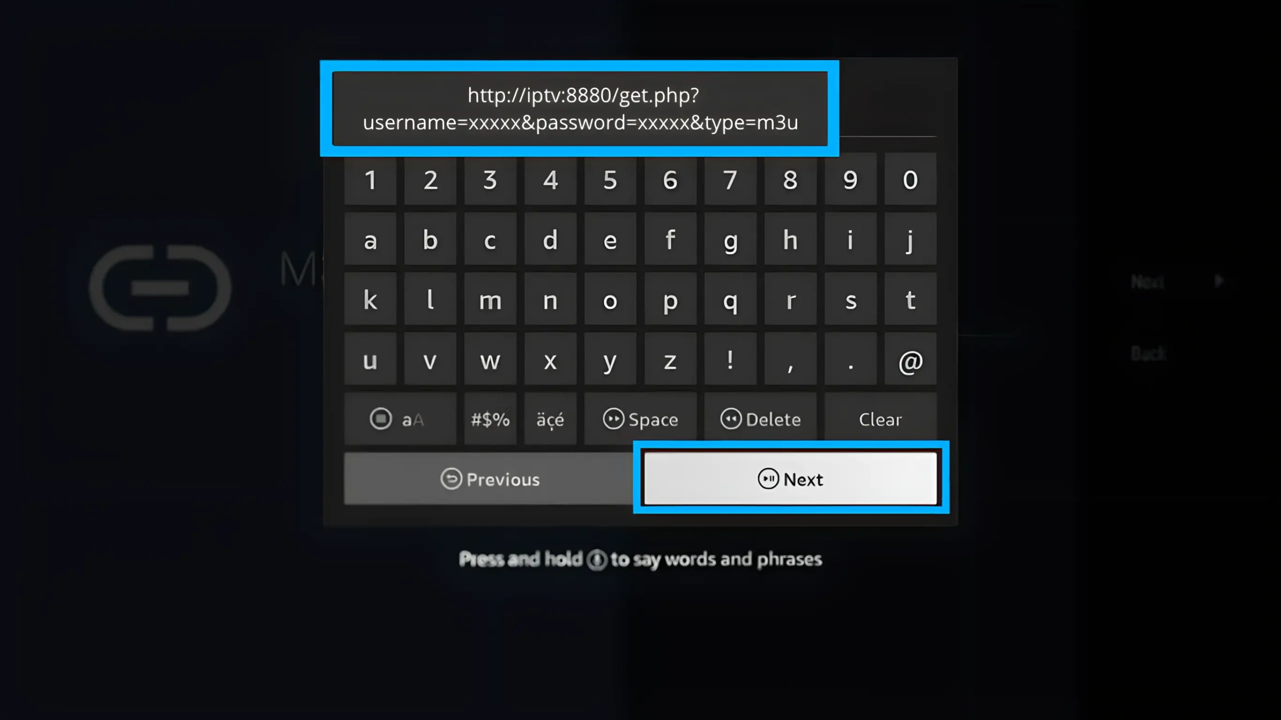 add M3U URL and click Next