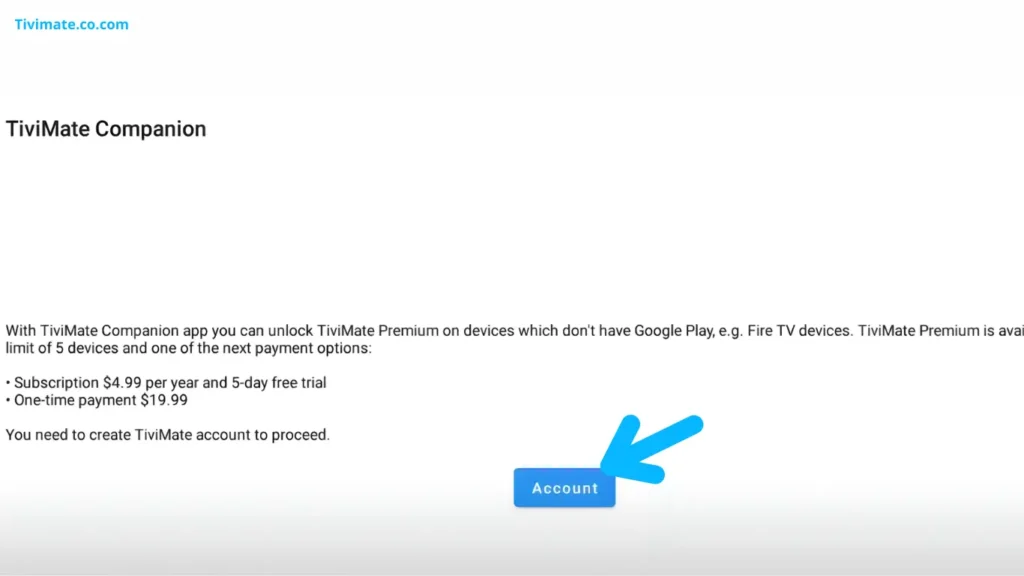 create TiviMate Companion accoun