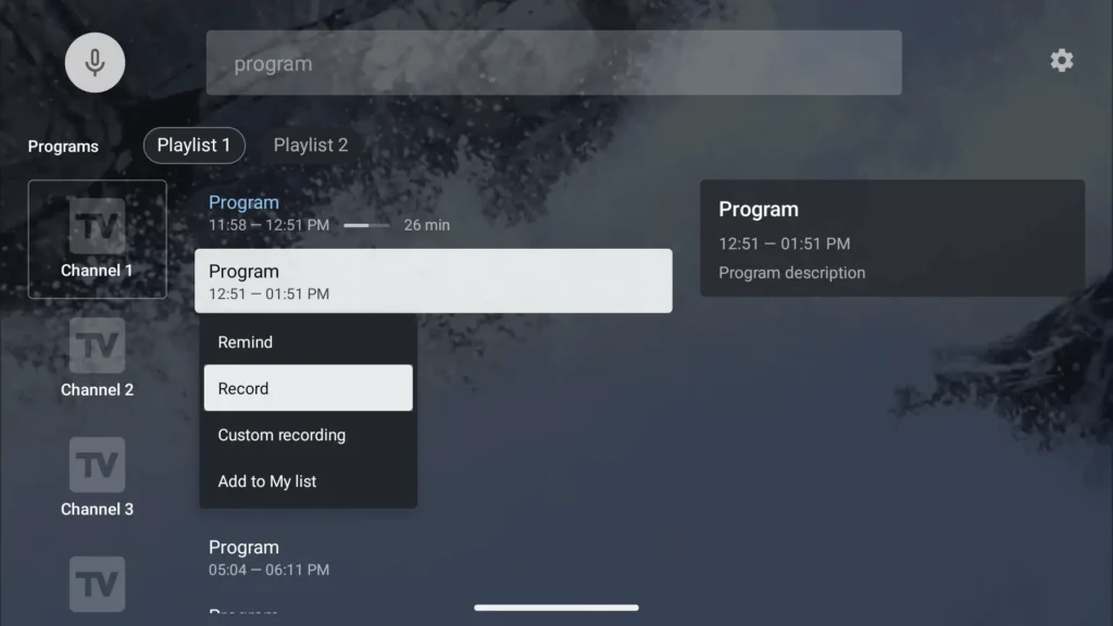 tivimate Plyaer screen
