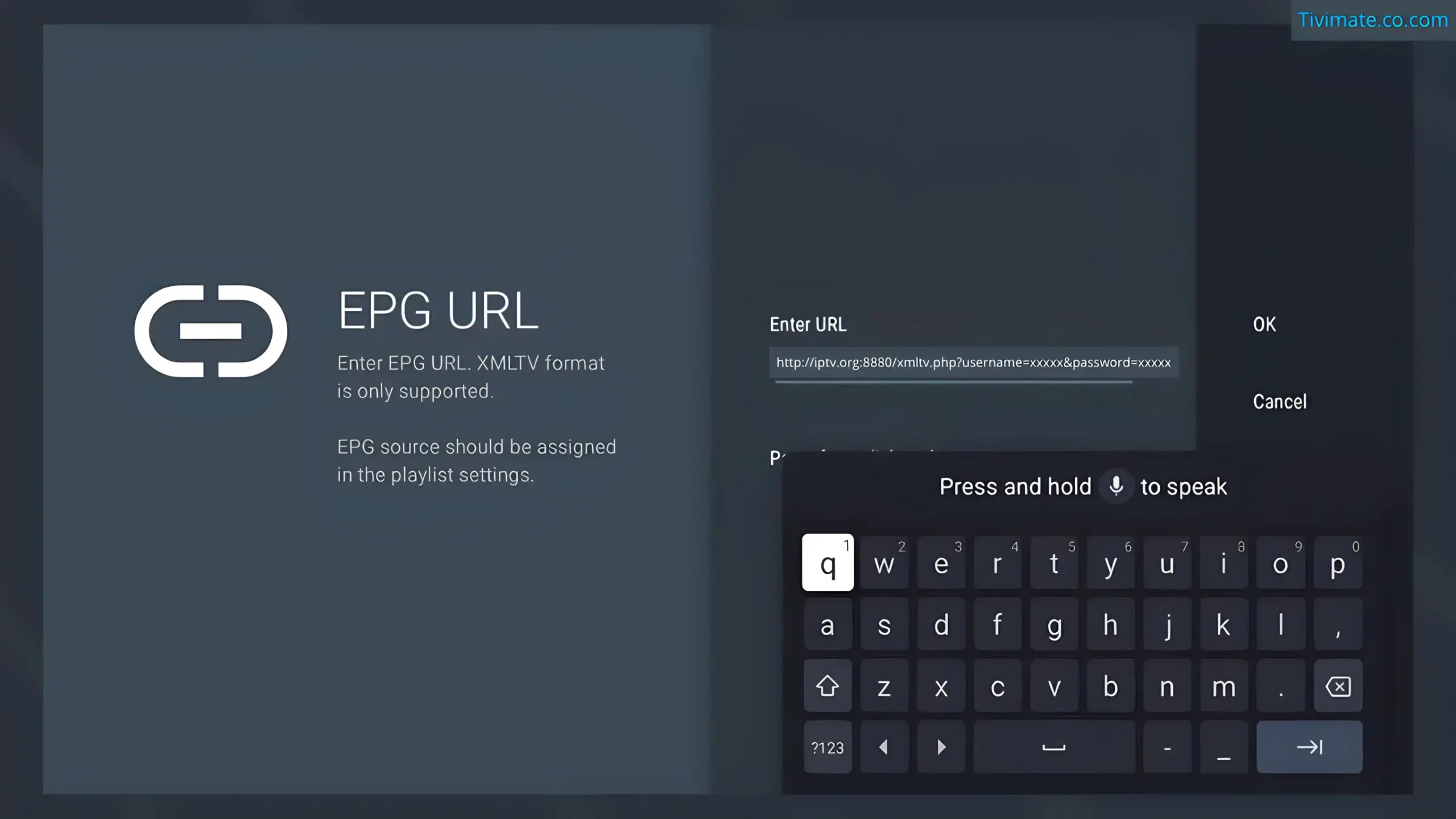 enter the EPG source URL.