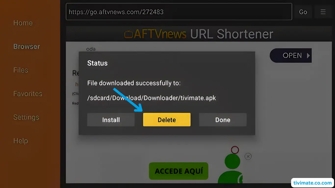 Select Delete and press OK