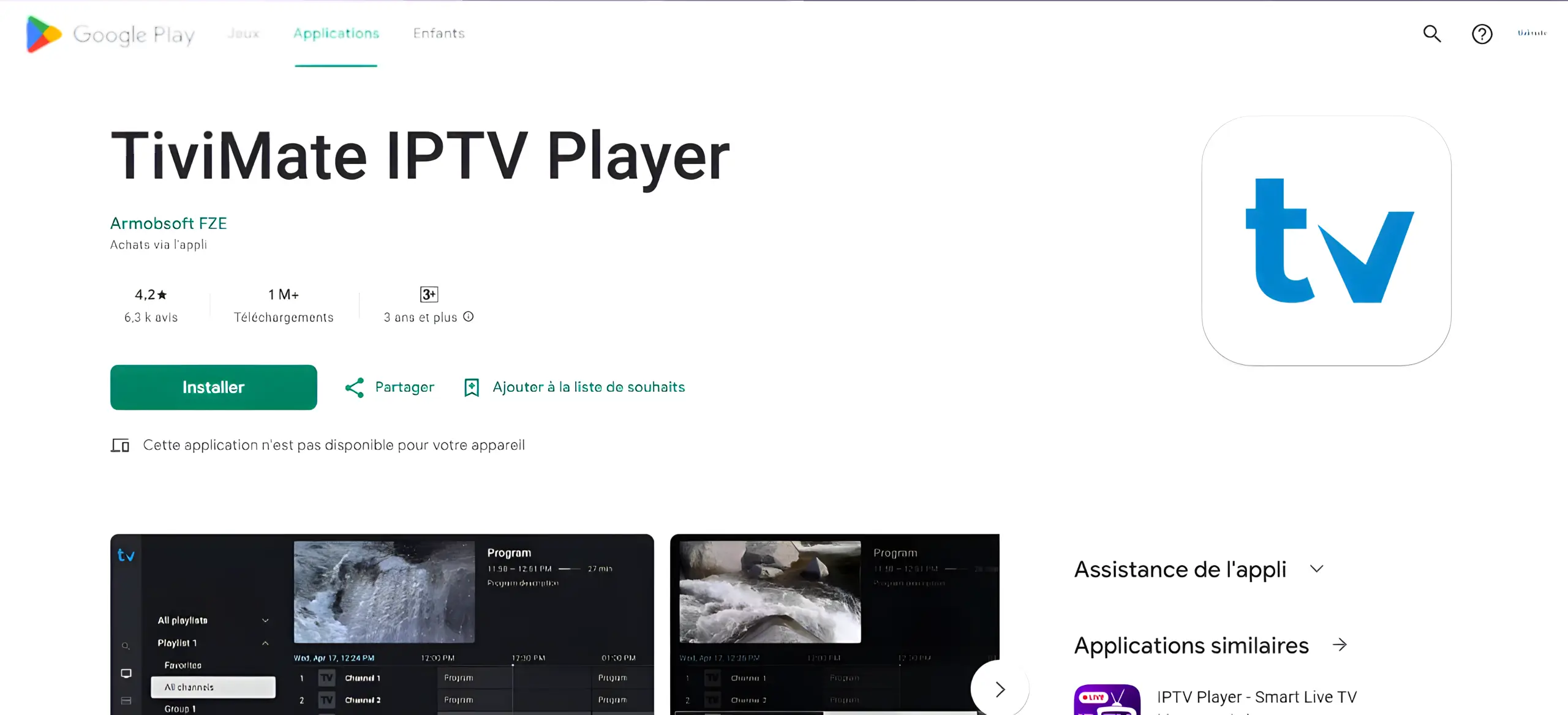 Search for “Tivimate IPTV Player” in the Google Play Store and tap “Install”.